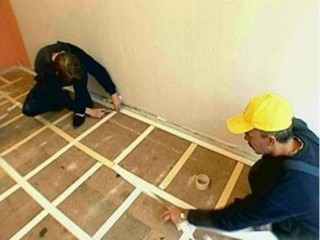 Укладка линолеума на двух сторонний скотч.